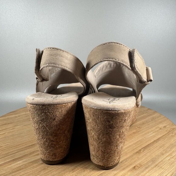 Clarks Annadel Ivory Wedge Sandal Beige Leather Womens 9 Platform Slingback - Picture 4 of 7